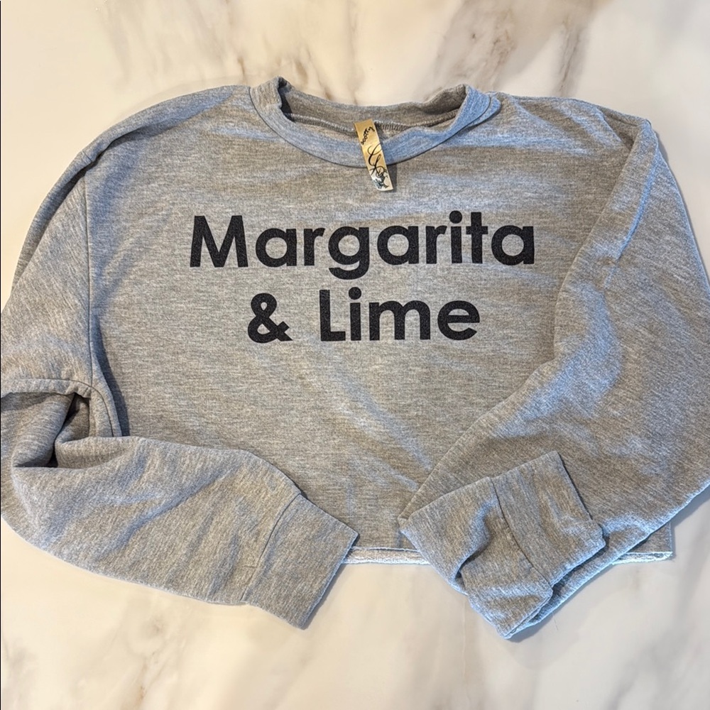 Gray margarita and lime crop sweatshirt